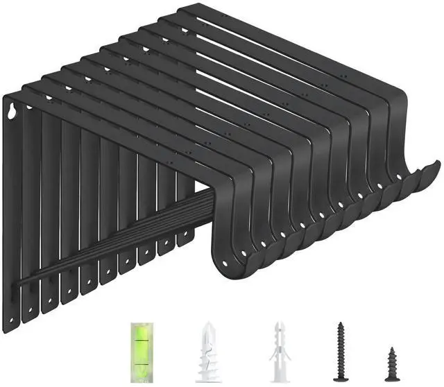 Main image of 10-Pack Closet Rod Bracket, 10.8x10.8Inch Closet Shelf Brackets Heavy Duty Wall Mounted, Matte Black Steel Closet Rod Support Brackets Holder, 300 Lbs Load Capacity with Anchors Screws