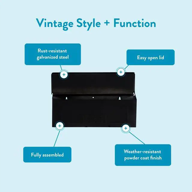 Alt view image 4 of 7 - Townhouse Galvanized Steel, Wall-Mount Mailbox, Black Small | Galvanized steel build for outside with weather-resistant outdoor construction and a rust-resistant powder-coat finish