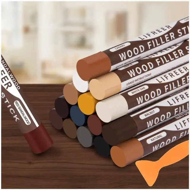 Main image of Wood Filler Sticks,16 Colors Wood Crayons for Scratches, Scuffs, Cracks, Stains and Holes, Furniture Wax Crayons Pen for Touch Up Furniture, Floors, Cabinets, Tables, and Doors