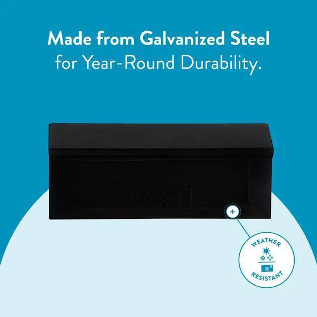 Alt view image 6 of 7 - Townhouse Galvanized Steel, Wall-Mount Mailbox, Black Small | Galvanized steel build for outside with weather-resistant outdoor construction and a rust-resistant powder-coat finish