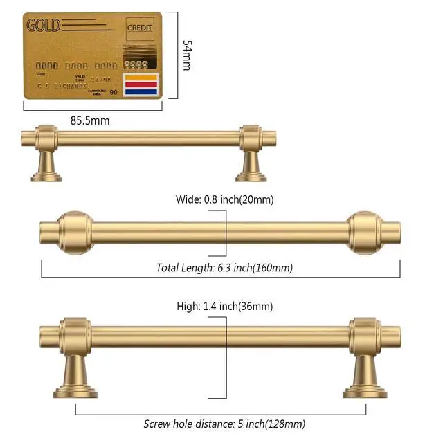 Alt view image 6 of 7 - 10 Pack Champagne Bronze Cabinet Pulls 5 Inch(128mm) Hole Center Drawer Pulls Cabinet Hardware Kitchen Cabinet Handles for Bathroom Dresser Pulls ZH0069