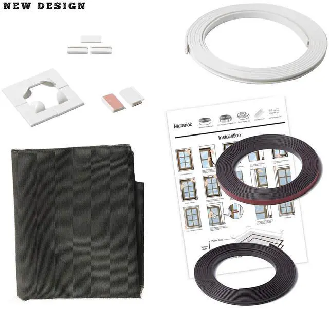 Alt view image 3 of 7 - Adjustable DIY Magnetic Window Screen Max 60 x 48 Fits Any Size Smaller with White Frame Fiberglass Mesh