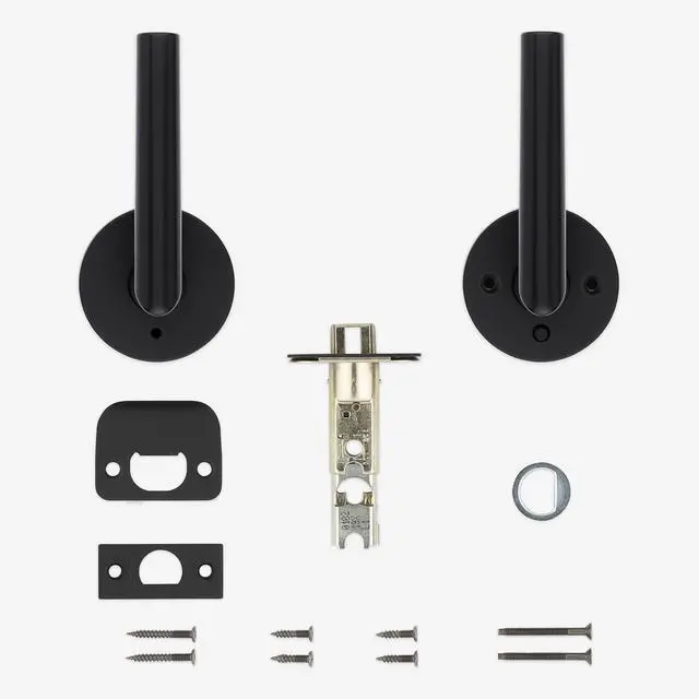 Alt view image 5 of 7 - Milan Interior Privacy Door Handle with Lock, Door Lever For Bathroom and Bedroom, Matte Black Reversible Keyless Push Button Lock Door Lever