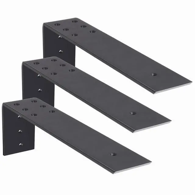 Main image of 10 Inch Countertop Support Bracket, 3 Pack Solid Iron Steel Heavy Duty Hidden Floating L Shelf Brackets 1/4 Inch Thick, Shelving Support Metal Hardware for Mantel Granite Countertop