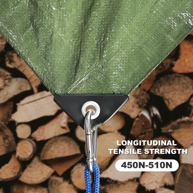 Alt view image 3 of 5 - Tarps Waterproof 8x10 Feet, 2 Pack Heavy Duty Blue Tarp Cover 8 Mil Thick, Resistant Plastic Tarpaulin with Metal Grommets, Outdoor Tent Cover for Emergency Rain