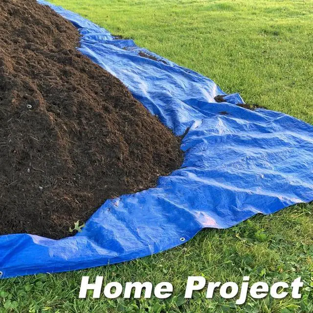 Alt view image 4 of 5 - Tarps Waterproof 8x10 Feet, 2 Pack Heavy Duty Blue Tarp Cover 8 Mil Thick, Resistant Plastic Tarpaulin with Metal Grommets, Outdoor Tent Cover for Emergency Rain