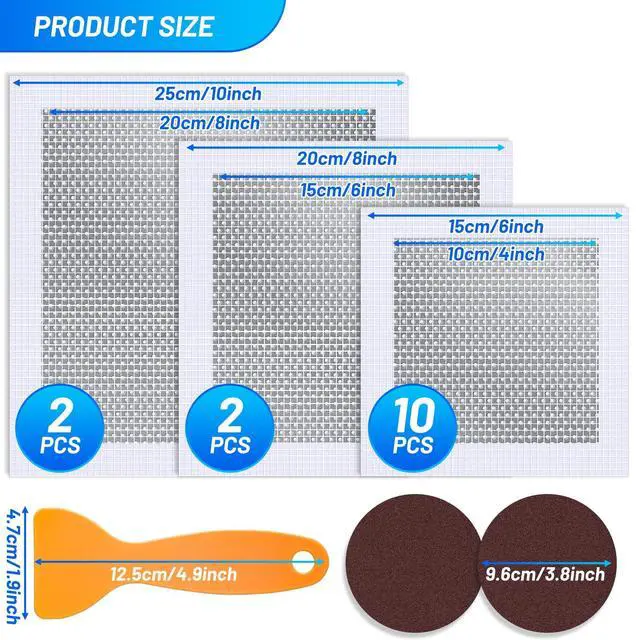 Alt view image 2 of 6 - Ranekie 14 Pack Drywall Repairs Patch, 4/6/8 Inch Drywall Repair Kit with Extended Self-Adhesive Mesh,Large Hole Patch Repair for Drywall,Heavy Duty Dry Wall Hole Repair Patch