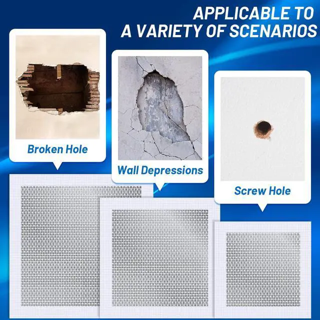 Alt view image 3 of 6 - Ranekie 14 Pack Drywall Repairs Patch, 4/6/8 Inch Drywall Repair Kit with Extended Self-Adhesive Mesh,Large Hole Patch Repair for Drywall,Heavy Duty Dry Wall Hole Repair Patch
