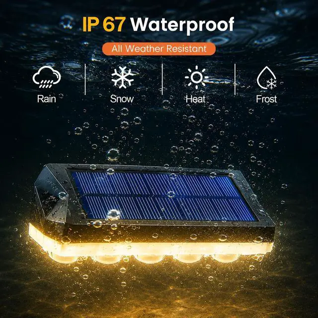 Alt view image 6 of 7 - Solar Fence Lights Outdoor 10 Pack, 40 Modes RGB & Cold/Warm White Wall Lights with 5 Lens, IP67 Waterproof Dusk to Dawn Outside Lighs for Backyard, Patio, Yard, Pool, Deck, Railing Decor
