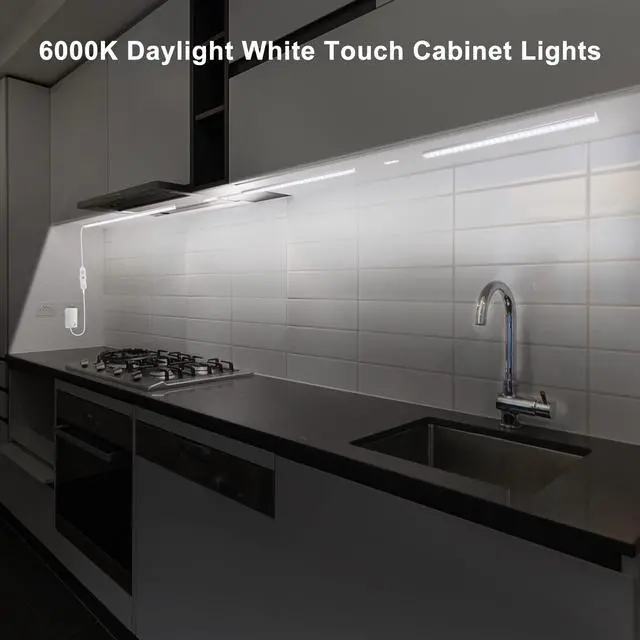 Alt view image 2 of 7 - 3 PCS 12-inch Plug-in Under Cabinet Lights, Ultra-Thin | Daylight White Dimmable Lighting for Kitchen Cabinets, Counters, Workbenches, Desks and Shelves