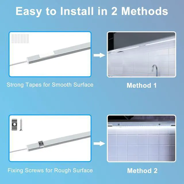 Alt view image 6 of 7 - 3 PCS 12-inch Plug-in Under Cabinet Lights, Ultra-Thin | Daylight White Dimmable Lighting for Kitchen Cabinets, Counters, Workbenches, Desks and Shelves