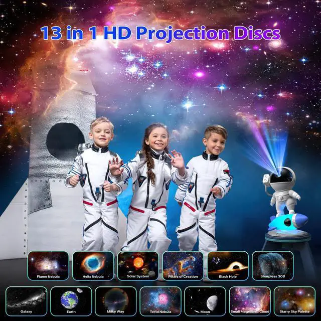 Alt view image 2 of 7 - Galaxy Projector, 12 in 1 HD Planetarium Astronaut Galaxy Projector for Bedroom, Galaxy Star Night Light Projector for Kids Adults Gaming Room/Party/Home Décor