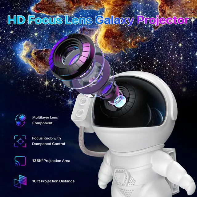 Alt view image 6 of 7 - Galaxy Projector, 12 in 1 HD Planetarium Astronaut Galaxy Projector for Bedroom, Galaxy Star Night Light Projector for Kids Adults Gaming Room/Party/Home Décor