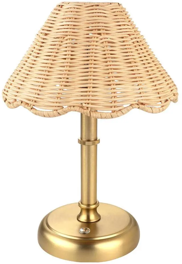 Main image of Mini Cordless Boho Rattan Table lamp, 5200-mAh Rechargeable Battery, 3-Level Brightness Dimmable, Build-in Integrated LED 320 Lumen Max, Rattan Shade, for Bedside Restaurant Dining Table