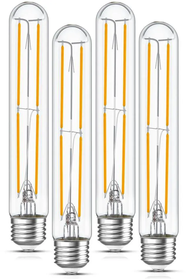 Main image of Tubular Light Bulb 7.3 Inch Dimmable T10 LED Bulb E26 6W 60 Watts | Edison Bulbs 2700K Solf White,185mm Long for Wall Sconces, Pendant, Livingroom, 4-Pack