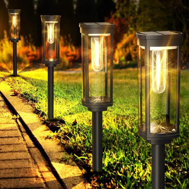 Main image of Solar Pathway Lights Outdoor Waterproof Warm White, 6 Pack | Bright LED, 3000K, IP65, Solar Powered Landscape Lights for Path, Driveway, Lawn, Patio, Sidewalk, Yard, Walkway