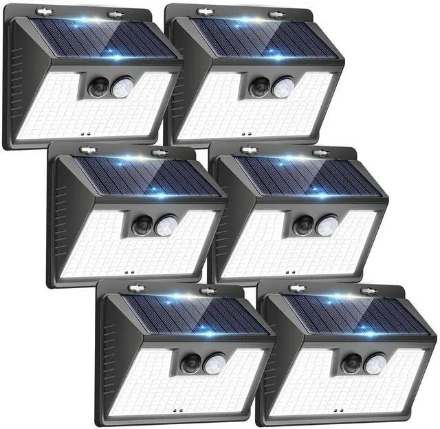 Main image of Solar Lights Outdoor Motion Sensor, 6 Pack 140 LED Solar Powered Fence Light Waterproof, 3 Modes Security Wall Lighting for Outside Yard Deck Garden
