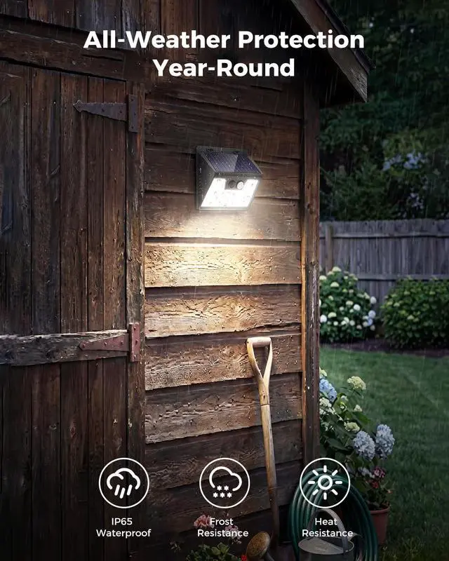 Alt view image 3 of 7 - Solar Lights Outdoor Motion Sensor, 6 Pack 140 LED Solar Powered Fence Light Waterproof, 3 Modes Security Wall Lighting for Outside Yard Deck Garden