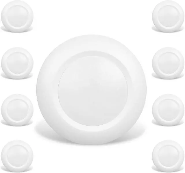 Main image of 8 Packs 6 Inch LED Low Profile Recessed & Surface Mount Disk Light, Round, 15W, 900 Lumens, 5000K Daylight White, CRI80, Driverless Design, Dimmable, ETL Listed, White