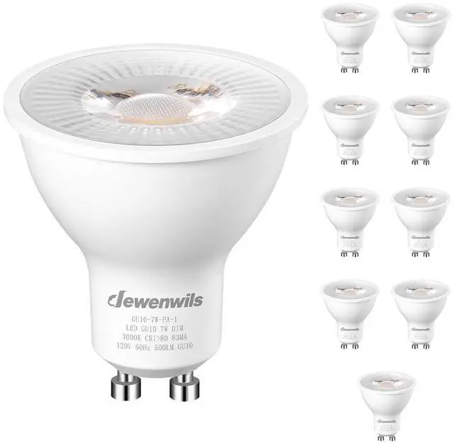Main image of 10-Pack GU10 LED Bulb Dimmable Replacement for Track Lighting | 3000K Warm White, 500LM, 7W (50W Equivalent) LED Light Bulb for Kitchen, Range Hood, Living Room, Bedroom