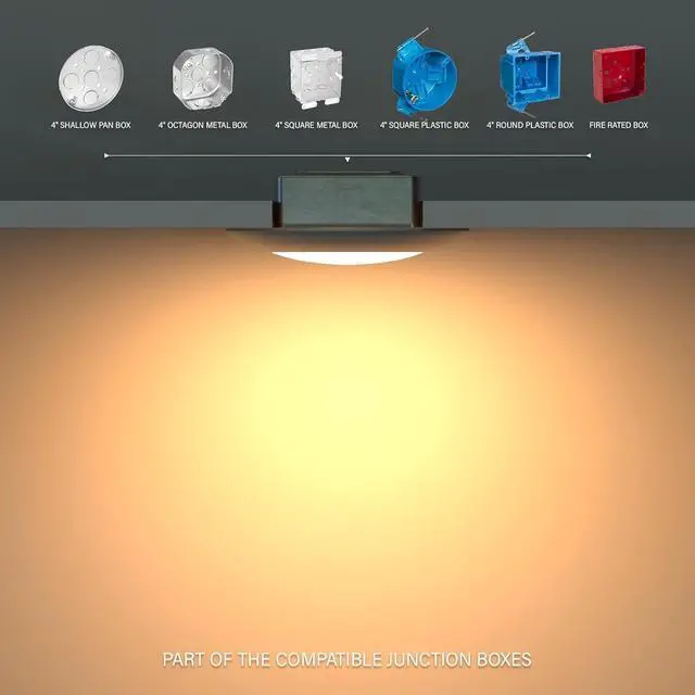 Alt view image 4 of 4 - 8 Packs 6 Inch LED Low Profile Recessed & Surface Mount Disk Light, Round, 15W, 900 Lumens, 5000K Daylight White, CRI80, Driverless Design, Dimmable, ETL Listed, White