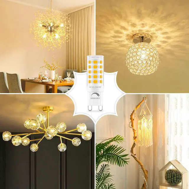 Alt view image 6 of 7 - Dimmable G9 LED Bulb 4W (40 Watt Equivalent) Halogen 6 Pack 2700K | Soft Warm White, 120V T4 G9 Light Bulb, Bi-pin Base, 360°Beam Angle, 400LM, for Crystal Chandelier, Wall Sconce Home Light