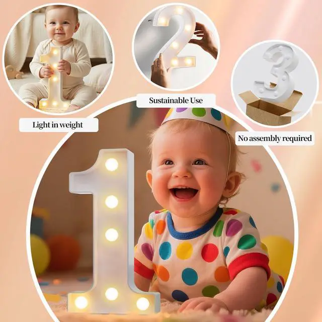 Alt view image 2 of 7 - 8.86 Inch Marquee Light Up Numbers 60 for Party Decorations | Birthday Number Decorations for Girls Boys Women Men, Lighted Marquee Numbers for Anniversary Party Night Light Table Decor