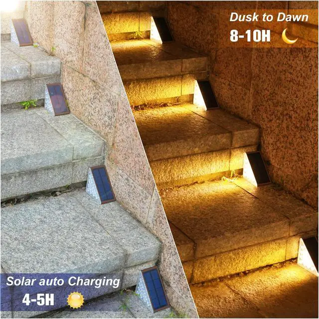 Alt view image 2 of 6 - Solar Step Lights Outdoor Waterproof, LED Outdoor Stair Lights | Solar Step Light for Outside, Deck Light Decor for Stair,Front Porch and Patio(Brown,6 Pack)