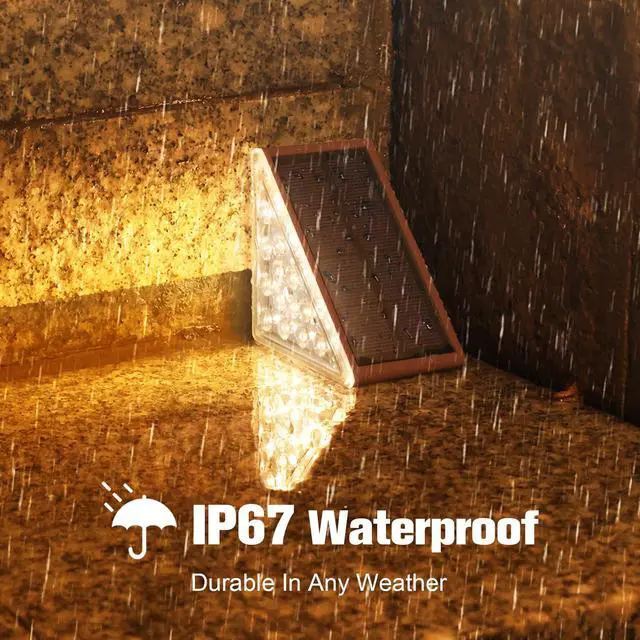 Alt view image 3 of 6 - Solar Step Lights Outdoor Waterproof, LED Outdoor Stair Lights | Solar Step Light for Outside, Deck Light Decor for Stair,Front Porch and Patio(Brown,6 Pack)