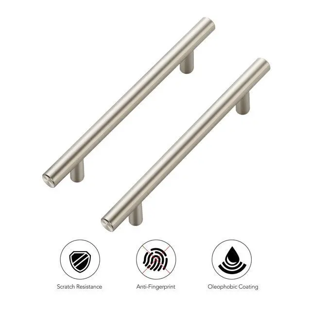Alt view image 6 of 7 - Brushed Nickel Cabinet Pulls, Cabinet Handles, 5 Inch CC, 30 Pack | Stainless Steel Pulls, Mounting Template Included, Long Bar Grip, For Kitchen Drawers, Cabinets, Cupboards, Hardware Updates