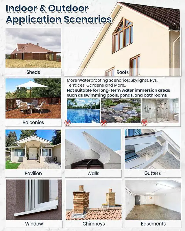 Alt view image 6 of 7 - Waterproof Sealant 70oz Clear, Transparent Waterproof Coating Water-Based Invisible Agent Roofs, Walls, Garden, Terraces Indoor & Outdoor