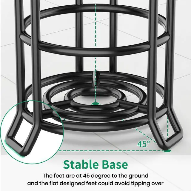 Alt view image 5 of 7 - Toilet Paper Holder Stand Free Standing, Holds 4 Mega Rolls, Black | Tool-Free Assembly, Detachable Metal Wire Frame, Powder-Coated Finish, Easy Storage and Flexible Bathroom Placement