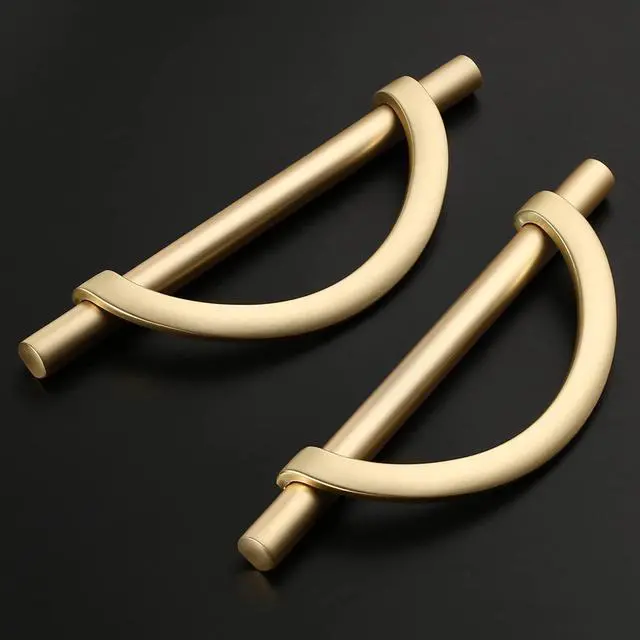 Alt view image 2 of 7 - 10 Pack Brushed Gold Cabinet Pulls 5 Inch(128MM) Hole Centers Kitchen Cabinet Handles Hardware Kitchen Handles for Cabinets Cupboard Handles Drawer Pulls