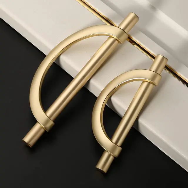 Alt view image 3 of 7 - 10 Pack Brushed Gold Cabinet Pulls 5 Inch(128MM) Hole Centers Kitchen Cabinet Handles Hardware Kitchen Handles for Cabinets Cupboard Handles Drawer Pulls