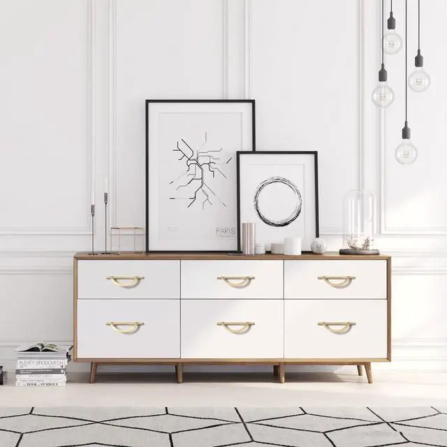 Alt view image 5 of 7 - 10 Pack Brushed Gold Cabinet Pulls 5 Inch(128MM) Hole Centers Kitchen Cabinet Handles Hardware Kitchen Handles for Cabinets Cupboard Handles Drawer Pulls