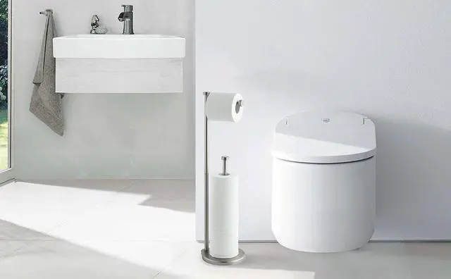 Alt view image 5 of 5 - Free Standing Bathroom Toilet Paper Holder Stand with Reserve, Reserve Area has Enough Space for Jumbo Roll