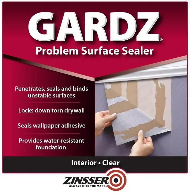 Alt view image 2 of 7 - Gardz Water-Based Problem Surface Sealer, Clear, Quart | Gardz problem surface sealer, Quart. Clear water-base sealer hardens & seals damaged drywall, torn paper & patched