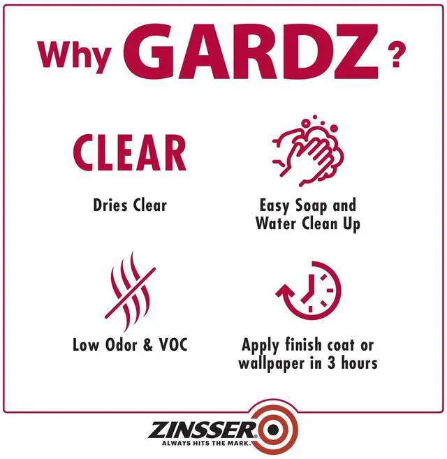 Alt view image 5 of 7 - Gardz Water-Based Problem Surface Sealer, Clear, Quart | Gardz problem surface sealer, Quart. Clear water-base sealer hardens & seals damaged drywall, torn paper & patched