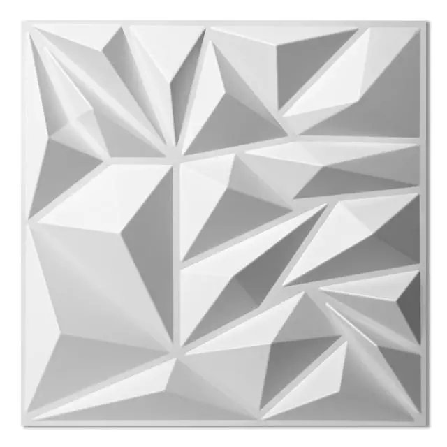 Alt view image 2 of 7 - 33-Pack Modern Diamond Textured 3D Wall Panels, 12 x 12 in, White | Light PVC, Waterproof, Scratch Proof, Decorative Wall, Ideal for Home, Office & Commercial Spaces