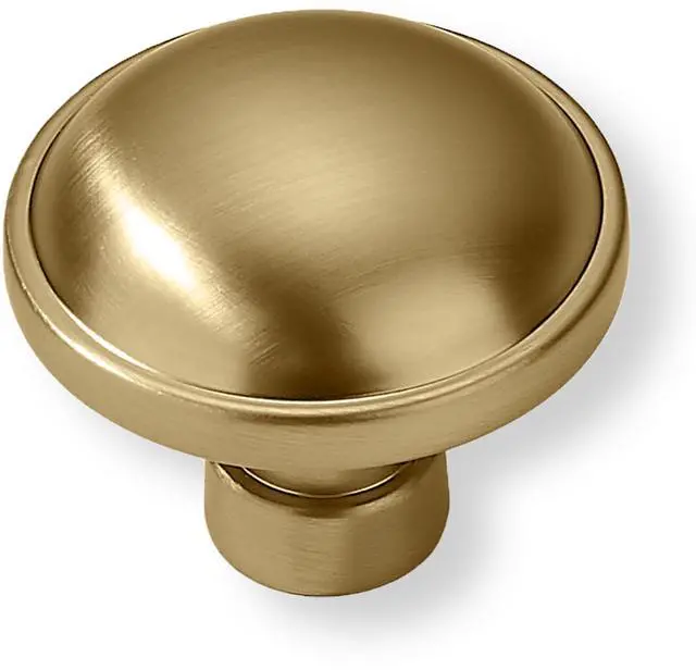 Main image of 2 Pack Large Cabinet Knobs - Brushed Brass, 1-3/4 inch (44 mm) Diameter, Heavy Duty Zinc, Kitchen Drawer Pulls