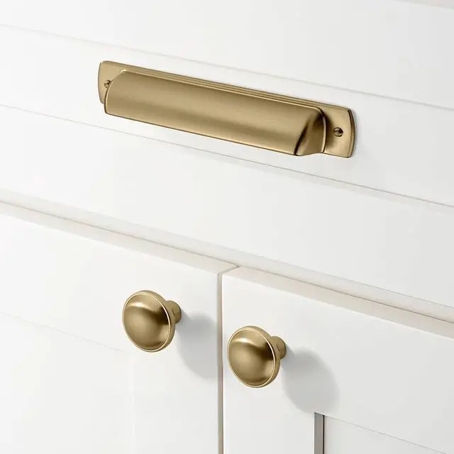 Alt view image 3 of 6 - 2 Pack Large Cabinet Knobs - Brushed Brass, 1-3/4 inch (44 mm) Diameter, Heavy Duty Zinc, Kitchen Drawer Pulls