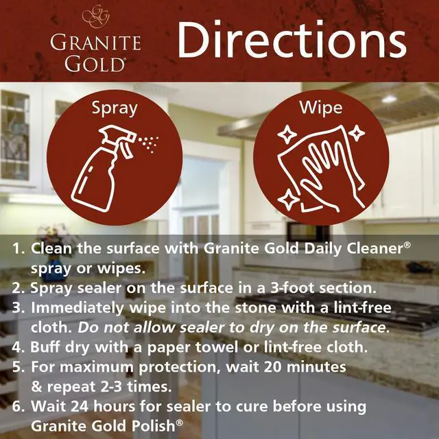Alt view image 6 of 7 - Water-Based Sealer Spray Protection for Granite, Marble, Travertine, Natural Stone Countertops, 24 Fluid Ounces, 1-Pack