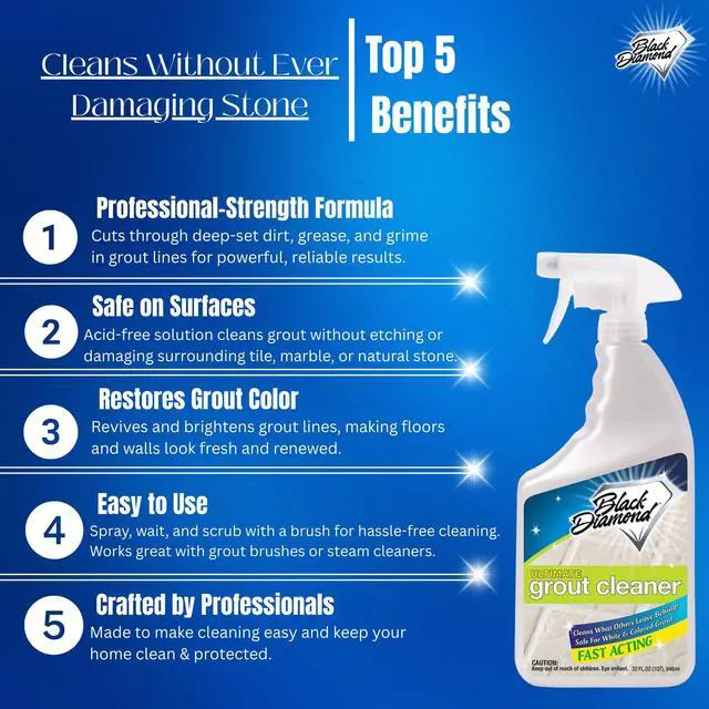 Alt view image 3 of 7 - Ultimate Grout Cleaner for Tile Floors, 2-QTS W Brush | Acid-free formula deep cleans grout on tile floors. Safe for marble, travertine, granite and all natural stone