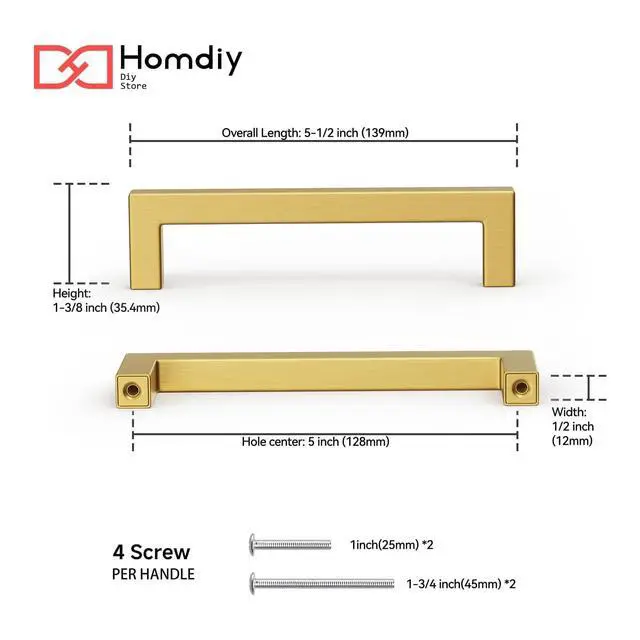 Alt view image 6 of 7 - 30 Pack 5 Inch Gold Cabinet Handles Gold Kitchen Cabinet Handles | Stainless Steel, Smooth Touch, Containing Screws, Gold Cabinet Pulls, Works for Kitchen, Dresser, Drawer, Cupboard