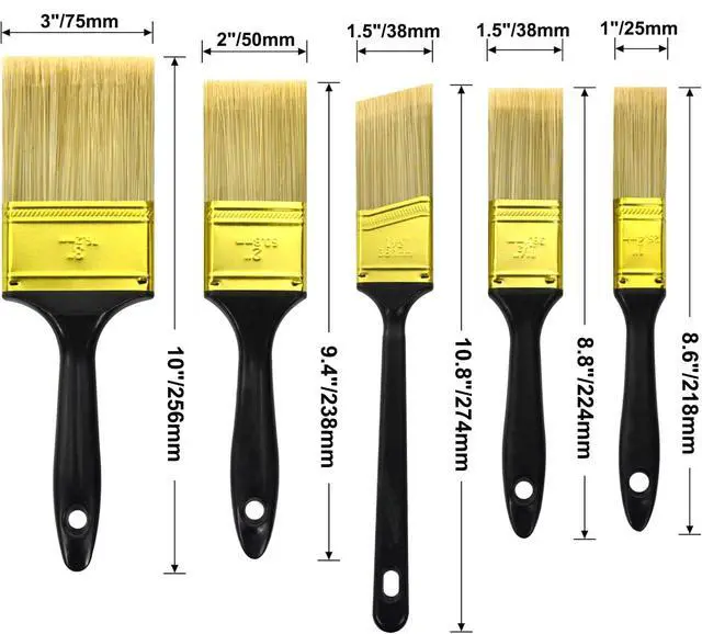 Alt view image 3 of 7 - Great Andrew Paint Brushes, 30 PCS 1" 1.5" 2" 3" Flat 1.5" Angled | Great Value Multi Use Paint Brush Pack, Paint Brushes Set for Walls Home Furniture Fences Trim