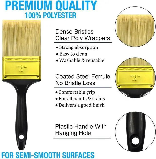 Alt view image 5 of 7 - Great Andrew Paint Brushes, 30 PCS 1" 1.5" 2" 3" Flat 1.5" Angled | Great Value Multi Use Paint Brush Pack, Paint Brushes Set for Walls Home Furniture Fences Trim