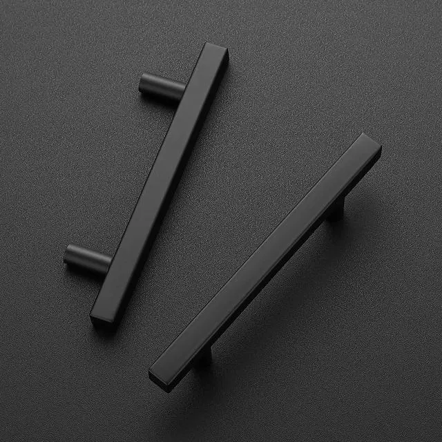 Alt view image 2 of 7 - Matte Black Cabinet Hardware Square Pulls, 3.75 Inch, 30 Pack | 6 Inch Overall Length, Stainless Steel, Round Foot Base, Kitchen Drawer Handles, For Cupboards, Dressers, Cabinets