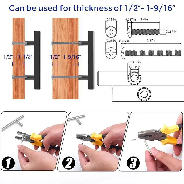 Alt view image 4 of 7 - Matte Black Cabinet Hardware Square Pulls, 3.75 Inch, 30 Pack | 6 Inch Overall Length, Stainless Steel, Round Foot Base, Kitchen Drawer Handles, For Cupboards, Dressers, Cabinets