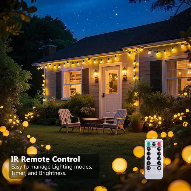 Alt view image 3 of 6 - Outdoor String Lights Battery Operated,22ft 20 G40 LED Patio Bulbs | Warm White Dimmable Remote Timer, IP65 Waterproof Shatterproof Globe Hanging Bulb for Backyard Balcony Bistro Christmas Decor