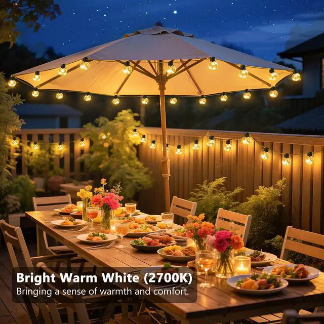 Alt view image 4 of 6 - Outdoor String Lights Battery Operated,22ft 20 G40 LED Patio Bulbs | Warm White Dimmable Remote Timer, IP65 Waterproof Shatterproof Globe Hanging Bulb for Backyard Balcony Bistro Christmas Decor